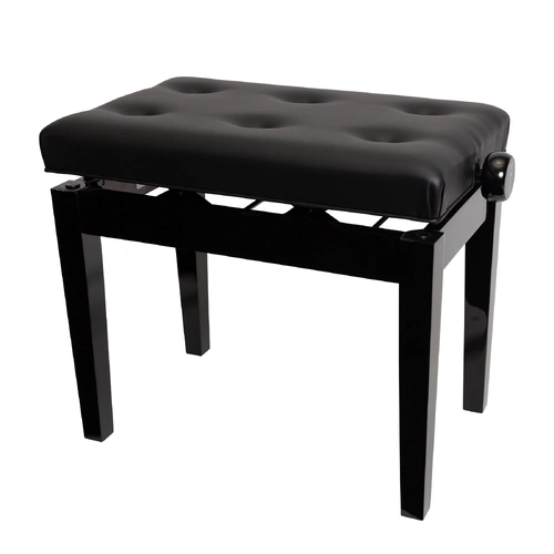 Crown Deluxe Tufted Height Adjustable Piano Stool Black