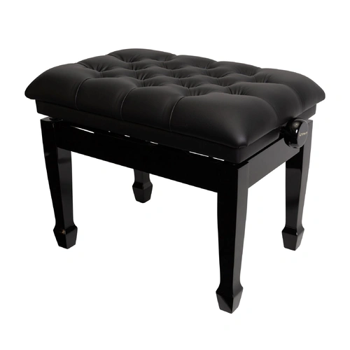Crown Deluxe Adjustable Height Piano Stool - Black Faux Leather