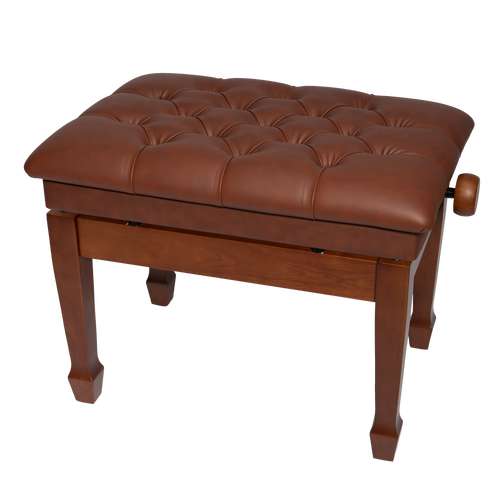 Crown Deluxe Tufted Hydraulic Height Adjustable Piano Bench - Walnut