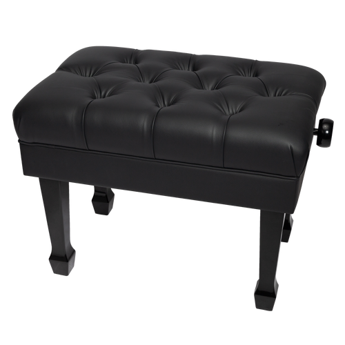 Crown Deluxe Hydraulic Height Adjustable Piano Bench with Storage - Black