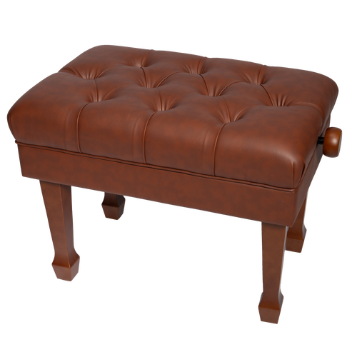 Crown Deluxe Hydraulic Height Adjustable Piano Bench with Storage - Walnut