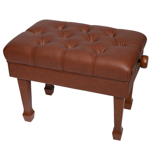 Crown Deluxe Hydraulic Height Adjustable Piano Bench with Storage - Walnut Finish