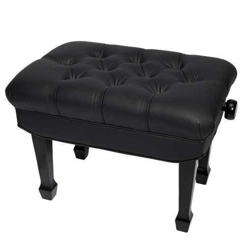 Crown Hydraulic Height Adjustable Piano Bench with Storage - Black