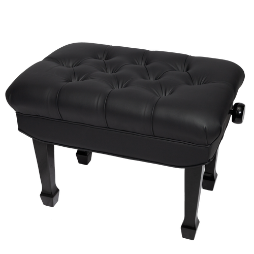 Crown Premium Hydraulic Height Adjustable Piano Bench with Storage - Black