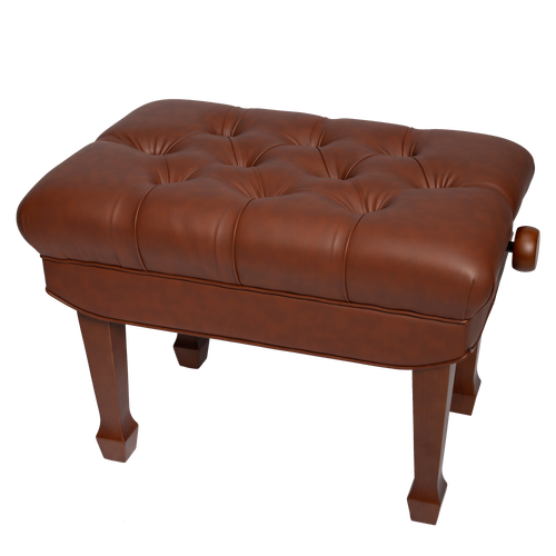 Crown Premium Tufted Hydraulic Height Adjustable Piano Bench - Walnut Finish