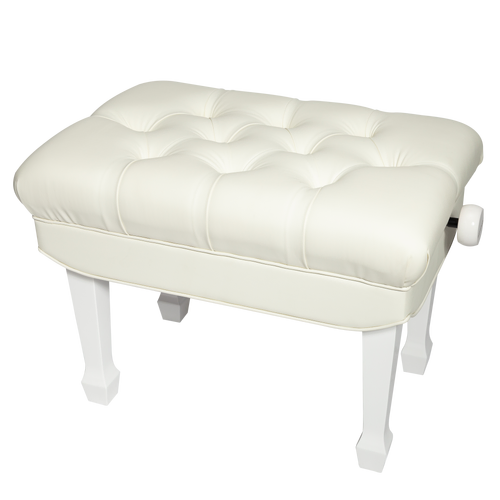 Crown Hydraulic Height Adjustable Piano Bench with Storage - White
