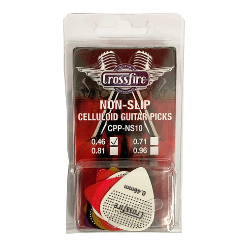 Crossfire Non Slip Guitar Picks 10 Pack - Gauges 0.46, 0.71, 0.81, 0.96