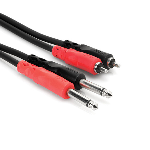 Hosa Stereo Interconnect, Dual 1/4 in TS to Dual RCA, 2 m