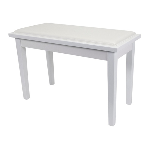 Crown Deluxe Timber Trim Duet Piano Stool with Storage Compartment - White Gloss Finish