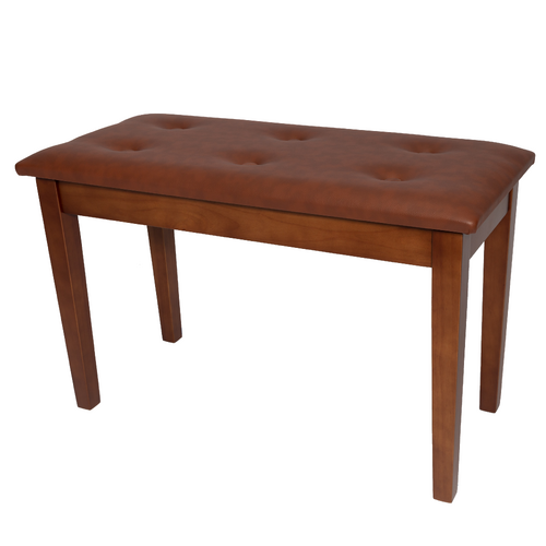 Crown Standard Tufted Duet Piano Stool with Storage Compartment, Walnut Finish