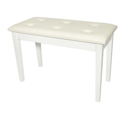 Crown Standard Tufted Duet Piano Stool with Storage Compartment, White Gloss Finish