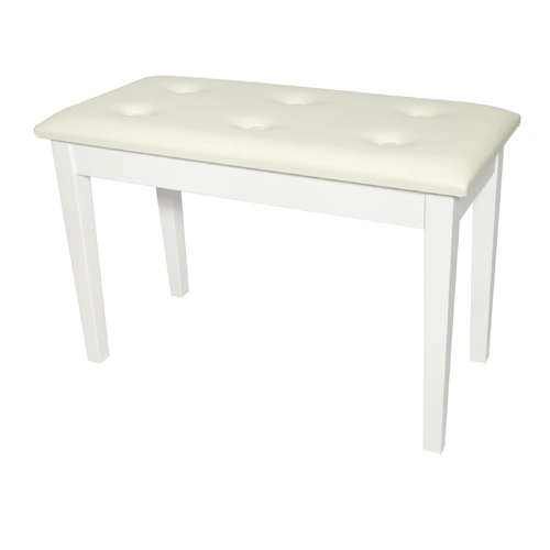 Crown Standard Tufted Duet Piano Stool with Storage Compartment - White