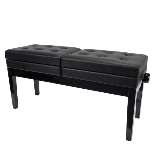 Crown Deluxe Height Adjustable Duet Piano Stool with Storage Compartments - Black