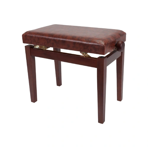 Crown Height Adjustable Piano Stool - Walnut Finish, Faux Leather, CPS-3A-WAL