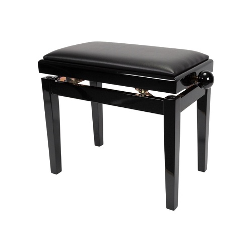 Crown Height Adjustable Piano Stool - Black, Faux Leather, Sturdy Wood Frame, Dimensions: 55cm x 32cm, Min Height: 47cm, Max Height: 57cm