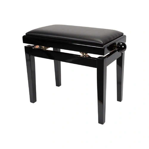 Crown Height Adjustable Piano Stool in Black Faux Leather