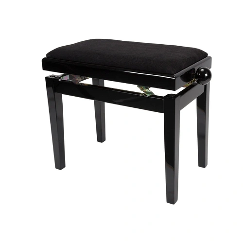 Crown Timber Trim Height Adjustable Piano Stool Black Velvet CPS-5AV-BLK