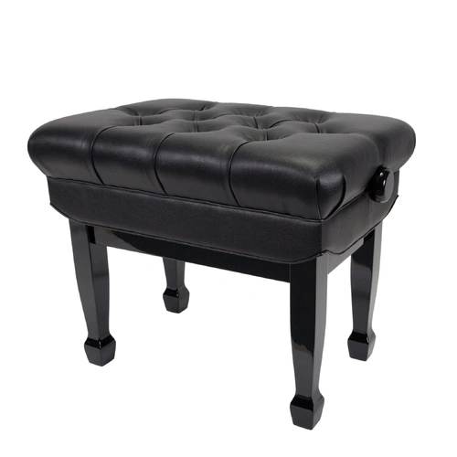 Crown Deluxe Double Padded Height Adjustable Piano Stool - Black, CPS-8A-BLK