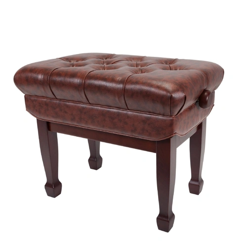 Crown Deluxe Double Padded Height Adjustable Piano Stool - Walnut Finish
