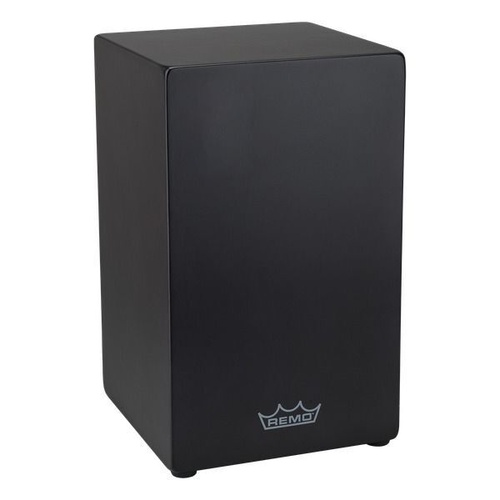 REMO Crown Percussion Birch Wood Cajon Drum with Quick Plate Snare System, Black