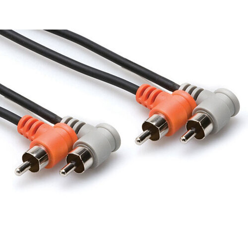 Hosa Stereo Interconnect, Dual Right-angle RCA to Same, 1 m