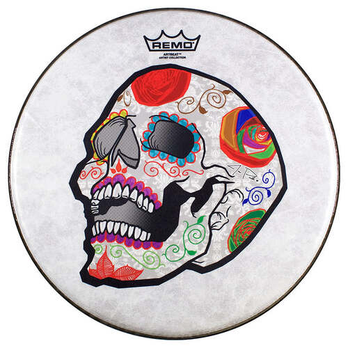 Remo ArtBEAT Artist Collection Drumhead - José Pasillas, Candy Skull