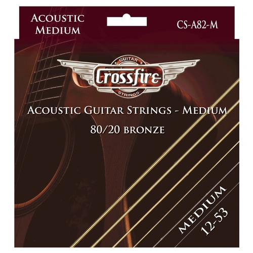 Crossfire Medium 80/20 Bronze Acoustic Guitar Strings 12-53