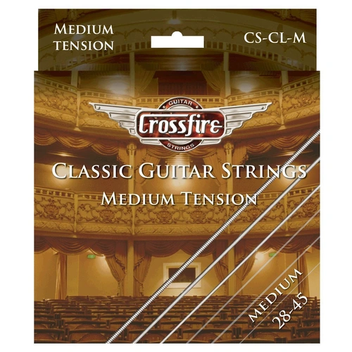 Crossfire Premium Classical Guitar Strings - Medium Tension, Nylon, Non-Ball Ends, 28-45 Gauge, Corrosion Resistant Packaging