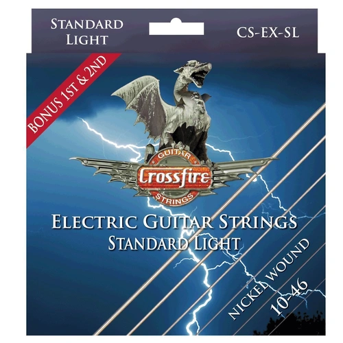Crossfire CS-EX-SL Premium Electric Guitar Strings 10-46 Nickel Wound with Bonus 1st and 2nd Strings
