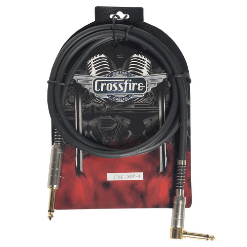 Crossfire CSC-MP-4L 4ft Speaker Cable with Metal Plugs, Low-Noise, Satin Chrome Jacks, Gold-Plated Plugs