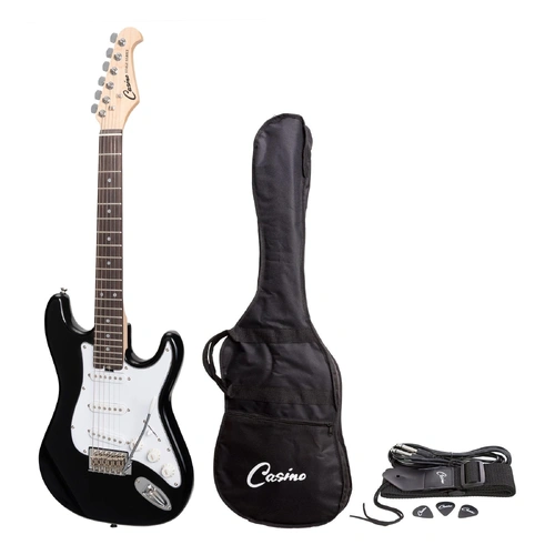Casino CST-20-BLK Short Scale Electric Guitar Set with Gig Bag - Black