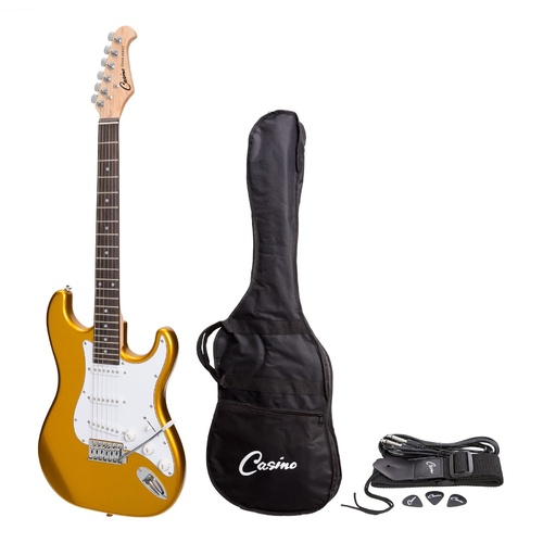 Casino ST-Style Electric Guitar Set (Gold Metallic)