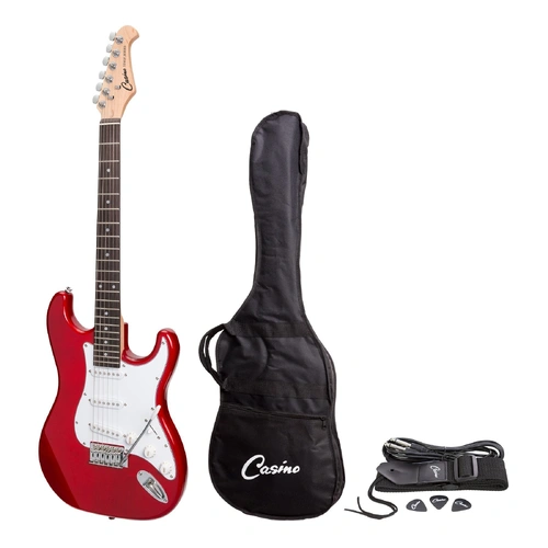 Casino CST-22 ST-Style Electric Guitar Set Transparent Wine Red with Gig Bag, Strap, Lead and Picks
