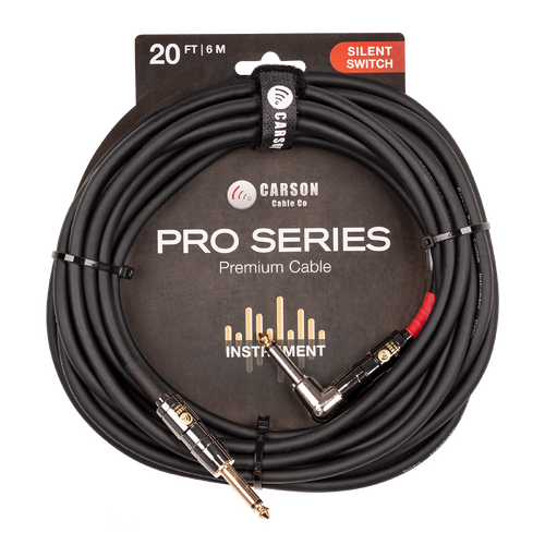 Carson Pro 20ft Instrument Cable with Silent Switch Right Angle
