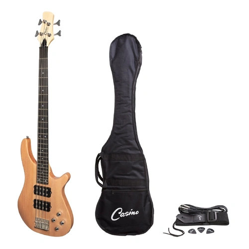 Casino 24 Series Mahogany T-Style Electric Bass Guitar Set Natural Satin CTB-24T-MAHSTN