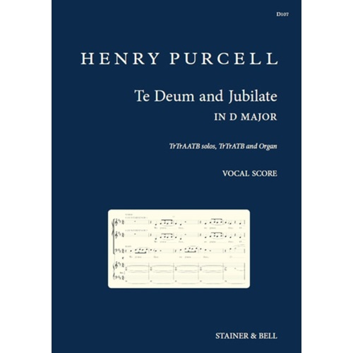 Purcell - Te Deum And Jubilate In D Major Vocal Score Book