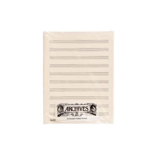 Archives Double-Folded Manuscript Paper Sheets, 10 Stave, 24 Sheets Book
