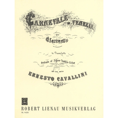 Carnival of Venice for Clarinet in E flat Cla/Pno by Cavallini - Peters D3102