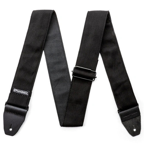 Dunlop 2" Black Jacquard Guitar Strap with Leather Ends and Metal Buckles