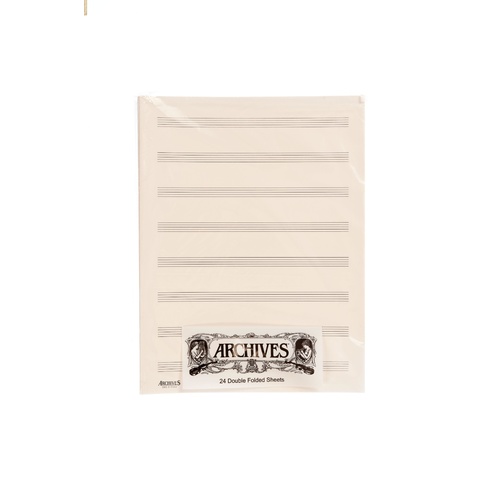 Archives Double-Folded Manuscript Paper Sheets, 8 Stave, 24 Sheets Book