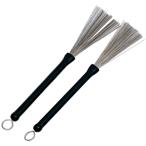 Peace Retractable Wire Drum Brushes - Metal Bristles, Non-Slip Grip, 1 Pair