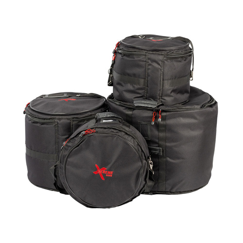 Xtreme 4 Piece 18" Jazz Drum Bag Set - 12T 14F 18B 14SN with Waterproof Nylon and Foam Padding