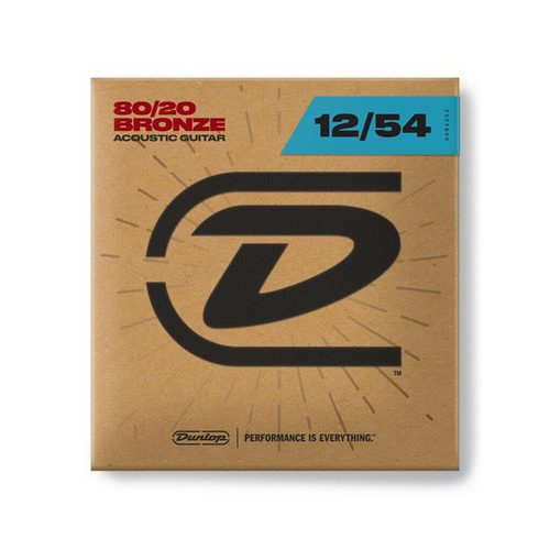 Dunlop Acoustic 80-20 Guitar Strings 12-54 Light Set Warm Tone