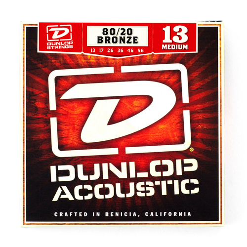 DUNLOP-13-56 Gauge Acoustic Guitar Strings 80-20 Bronze Medium DAB1356