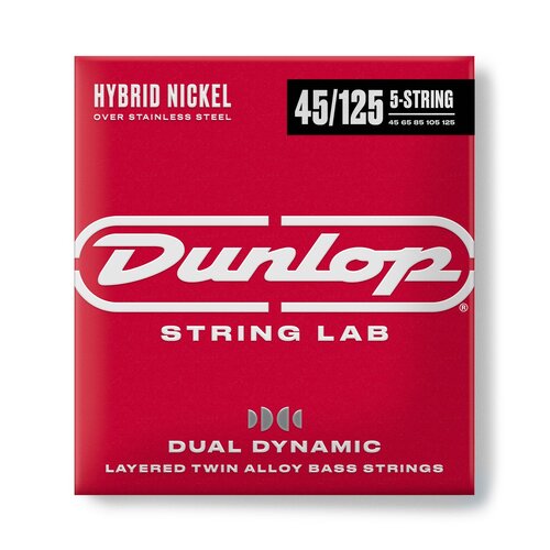 JIM DUNLOP Layered Twin Alloy Hybrid Wound Nickel Bass strings. 5 String Set