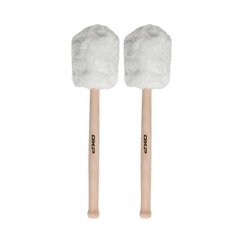 DXP DBT300 Bass Drum Mallets. Wood handle. Large, Soft Head – Natural