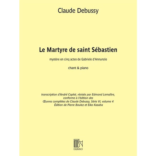 Debussy - Le Martyre De Saint Sebastien Voice/Piano Book