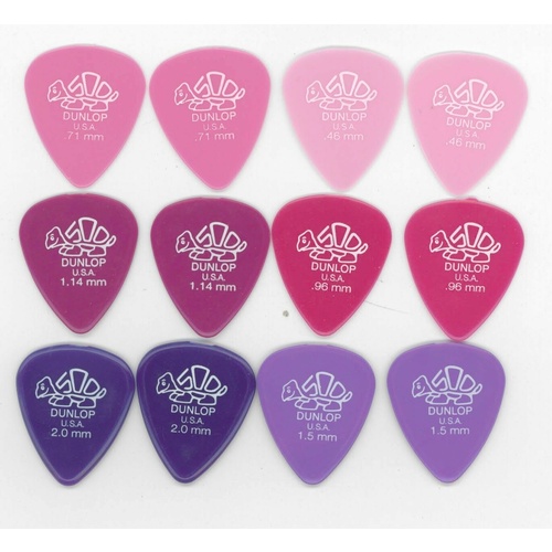 12 x Jim Dunlop Delrin 500 Guitar Picks Mixed Gauges 41R 