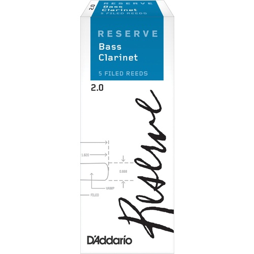 D'Addario Reserve Bass Clarinet Reeds, Strength 2.0, 5-pack