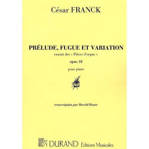 Prelude Fugue And Variation Op 18 Piano Ed Bauer Book
